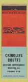 Matchbook Cover - Crinoline Courts Motel Bedford PA