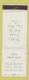 Matchbook Cover - Peg's Rpint Shop Columbiana OH