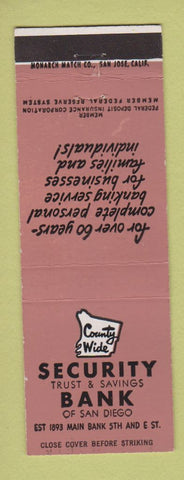 Matchbook Cover - Security Bank San Jose CA