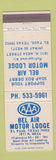 Matchbook Cover - Bel Air Motor Lodge El Paso TX