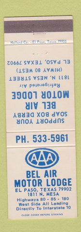 Matchbook Cover - Bel Air Motor Lodge El Paso TX