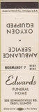 Matchbook Cover - Edwards Funeral Home Troy IL Ambulance