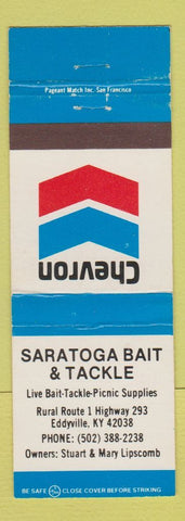 Matchbook Cover - Chevron oil gas Saratoga Bait Tackle Eddyville KY