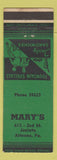 Matchbook Cover - Mary's Restaurant Altoona PA GREEN