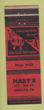 Matchbook Cover - Mary's Restaurant Altoona PA RED