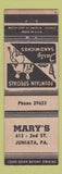 Matchbook Cover - Mary's Restaurant Altoona PA WHITE