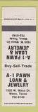 Matchbook Cover - A1 Pawn Loan Jewelry Waco TX