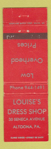 Matchbook Cover - Louise's Dress Shop Altoona PA