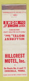 Matchbook Cover - Hillcrest Motel Chinchilla PA