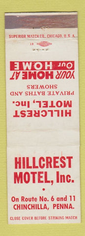 Matchbook Cover - Hillcrest Motel Chinchilla PA