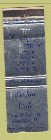 Matchbook Cover - Seafare Cafe Philadelphia PA WEAR