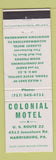 Matchbook Cover - Colonial Motel Harrisburg PA