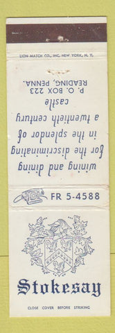 Matchbook Cover - Stokesay Restaurant Reading PA