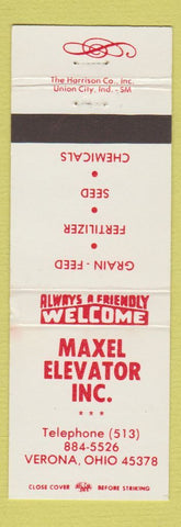 Matchbook Cover - Maxel Elevator Grain Feed Seed Verona OH