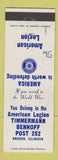 Matchbook Cover - American Legion Timmermann Benhoff Breese IL