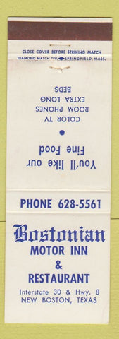 Matchbook Cover - Bostonian Motor Inn Restaurant New Boston TX