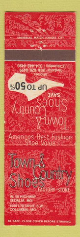 Matchbook Cover - Town and Country Shoes Sedalia Columbia MO