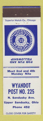 Matchbook Cover - American Legion Wyandot Post Upper Sandusky OH