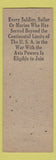 Matchbook Cover - VFW Sergeant Frank Vanik Post Baltimore MD