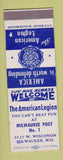 Matchbook Cover - American Legion Milwaukee WI