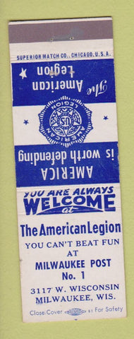 Matchbook Cover - American Legion Milwaukee WI