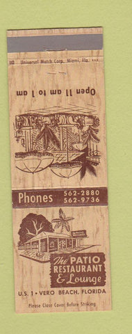 Matchbook Cover - Patio Restaurant Lounge Vero Beach FL