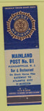 Matchbook Cover - American Legion Mainland Post Pleasantville NJ