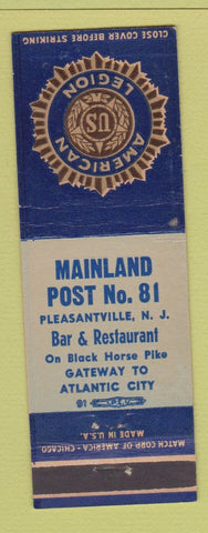 Matchbook Cover - American Legion Mainland Post Pleasantville NJ