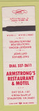 Matchbook Cover - Armstrong's Restaurant Motel Staunton VA