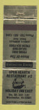 Matchbook Cover - Open Hearth Restaurant Winchester VA