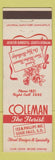 Matchbook Cover - Coleman Flowers Florist Sioux Falls SD
