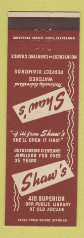 Matchbook Cover - Shaw's Jewelry Cleveland OH