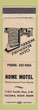 Matchbook Cover - Home Motel Tacoma WA