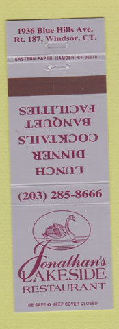 Matchbook Cover - Jonathan's Lakeside Restaurant Windsor CT