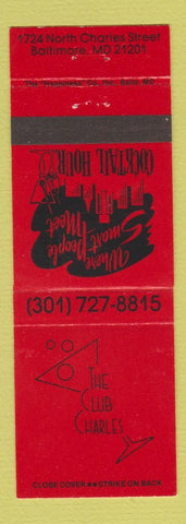 Matchbook Cover - The Club Charles Baltimore MD
