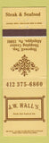 Matchbook Cover - JW Hall's Restaurant Aliquippa PA