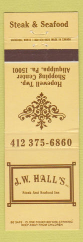 Matchbook Cover - JW Hall's Restaurant Aliquippa PA