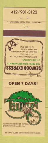 Matchbook Cover - Tully's Seafood Restaurant Sharon PA