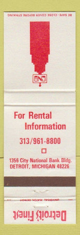 Matchbook Cover - CNB Detroit MI City National Bank