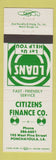 Matchbook Cover - Citizens Finance Ponchatoula LA