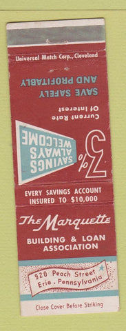 Matchbook Cover - Marquette Building and Loan Erie PA