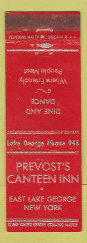 Matchbook Cover - Prevost's Canteen Inn East Lake George NY