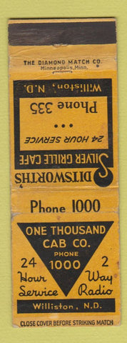 Matchbook Cover - One Thousand Cab Taxi Williston ND WEAR