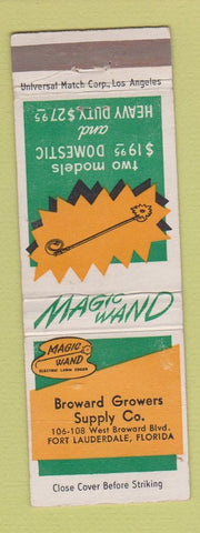 Matchbook Cover - Magic Wand Weed Wacker mower Fort Lauderdale FL WEAR