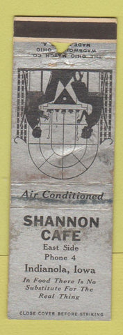 Matchbook Cover - Shannon Cafe Indianola IA WORN