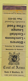 Matchbook Cover - Coat of Arms Woodbury CT restaurant