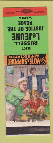 Matchbook Cover - Russell LeJune Justice of Peace Election