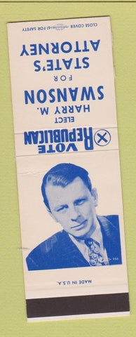 Matchbook Cover - Harry M Swanson State's Attorney Election SAMPLE