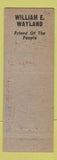 Matchbook Cover - William Wayland for Sheriff Election 1942