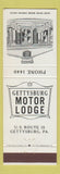 Matchbook Cover - Gettysburg Motor Lodge PA